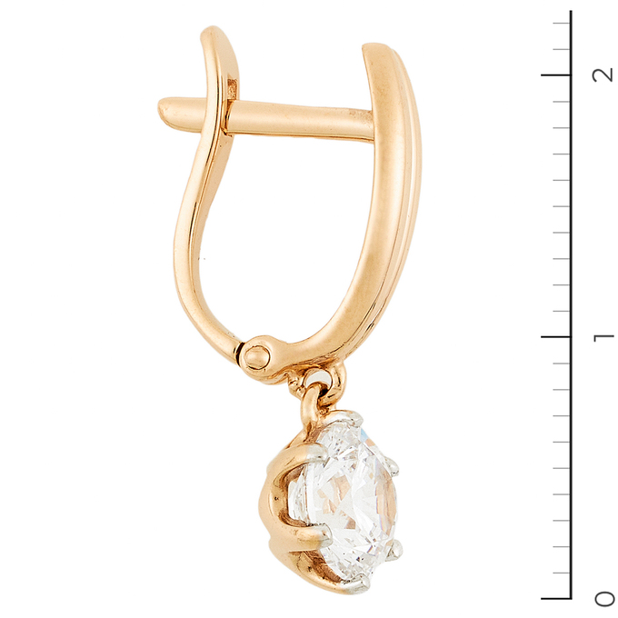 Серьги из красного золота 585 пробы c фианитами