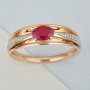 Кольцо из красного золота 585 пробы c 16 упр. огр. бриллиантами и 1 рубином 107263 фото 2