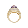 Кольцо из золота 585 пробы c аметистом и синтетическими камнями
