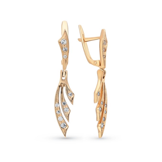 Серьги из золота 585 пробы c фианитами