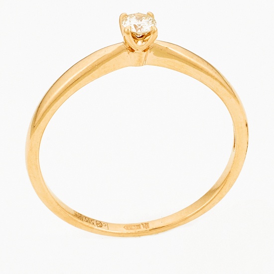 Кольцо из красного золота 585 пробы c 1 бриллиантом