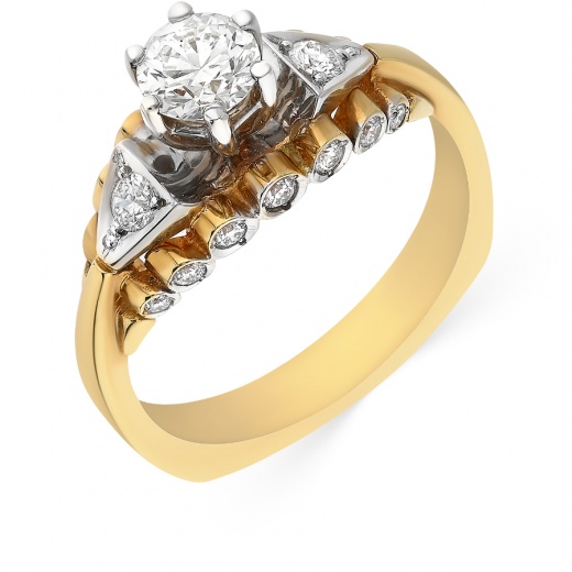Кольцо из комбинированного золота 750 пробы c 17 бриллиантами