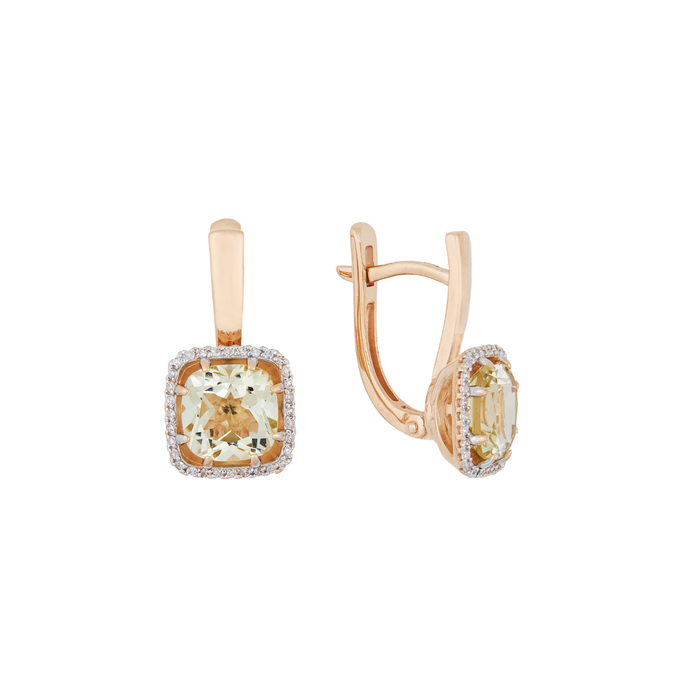 Серьги из золота 585 пробы c цитринами и бриллиантами, Л 1115 9944 за 40800
