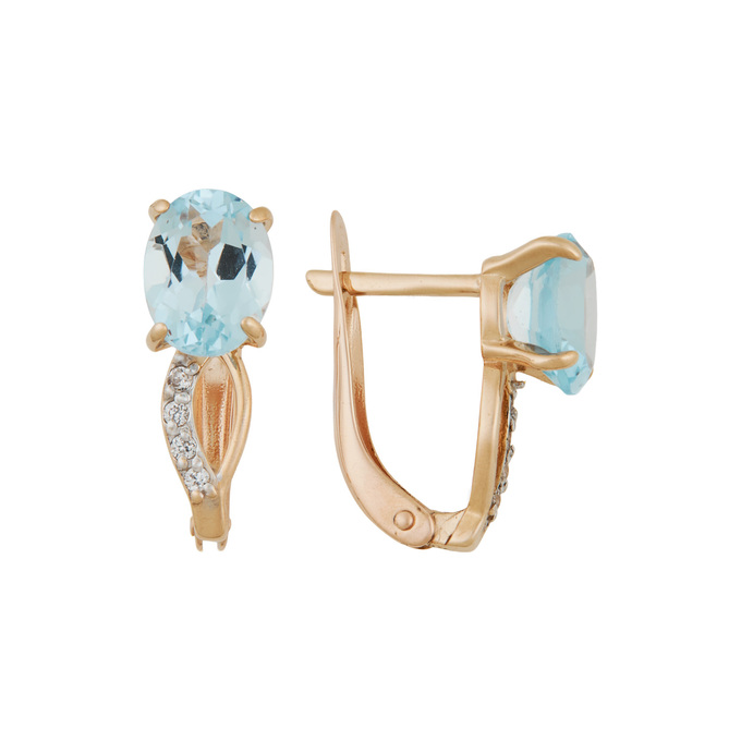 Серьги из золота 585 пробы c топазами и фианитами, Ц О007 2703 за 29400