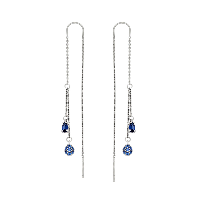 Серьги из золота 585 пробы с синтетическими сапфирами, Л 4508 4212 за 25200
