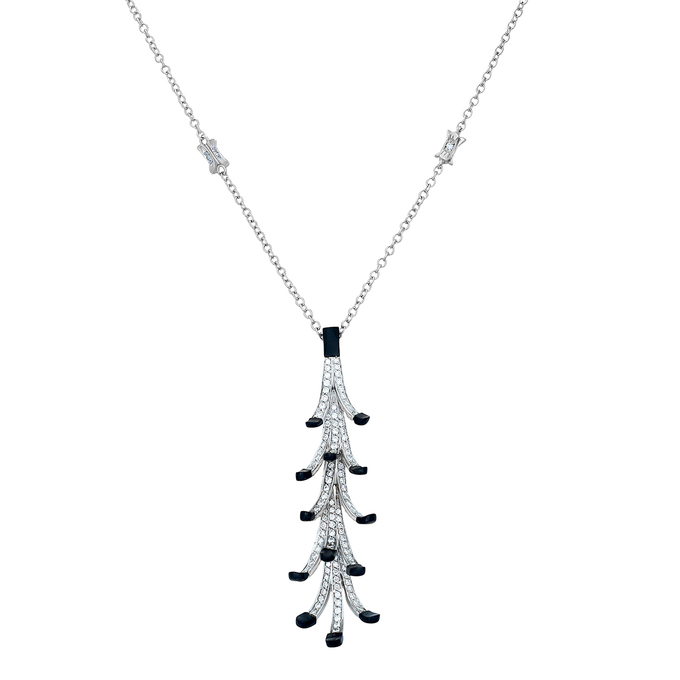 Колье из золота 750 пробы c бриллиантами и ониксами, Л 2415 1663 за 189000