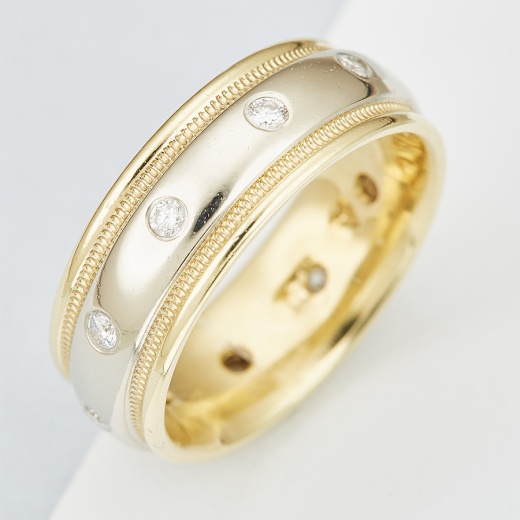Кольцо из комбинированного золота 750 пробы c 10 бриллиантами 109161 фото 1