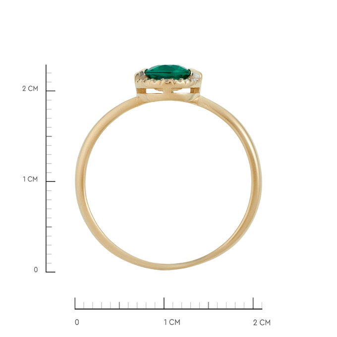 Кольцо из золота 585 пробы c бриллиантами и синтетическим изумрудом, Л 4508 0983 за 16720