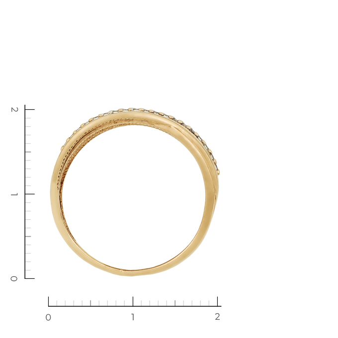 Кольцо из комбинированного золота 585 пробы c фианитами