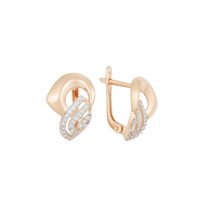 Серьги из золота 585 пробы c фианитами