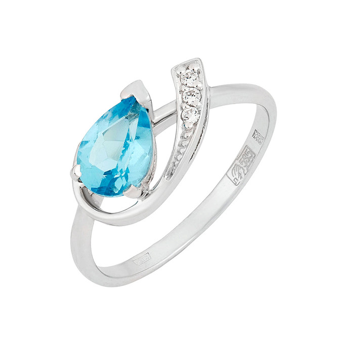 Кольцо из золота 585 пробы c топазом и фианитами, Л 3507 2703 за 22400