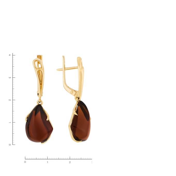 Серьги из золота 585 пробы c 2 цитринами