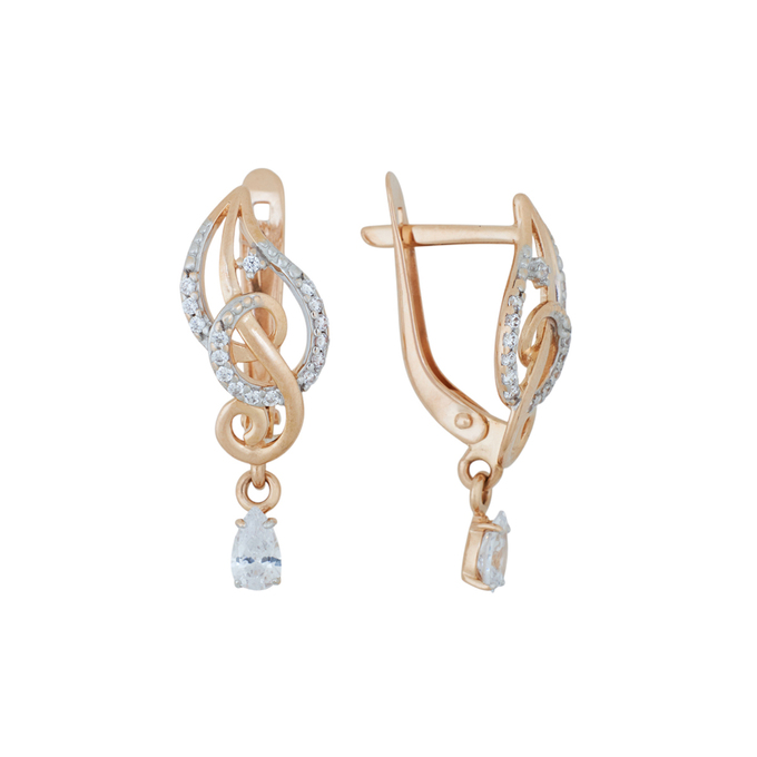 Серьги из золота 585 пробы c фианитами, Л 2410 5373 за 21600