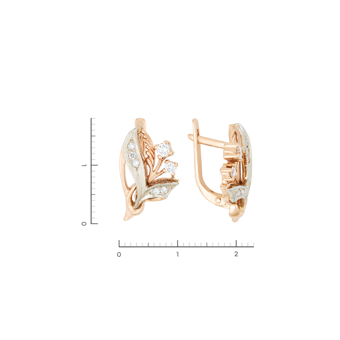 Серьги из золота 585 пробы c 14 бриллиантами, Л 5803 8231 за 54800