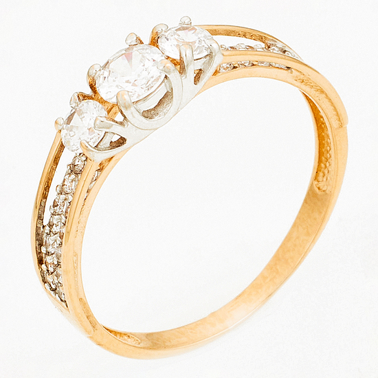 Кольцо из комбинированного золота 585 пробы c фианитами, Л20100143 за 9 520 ₽