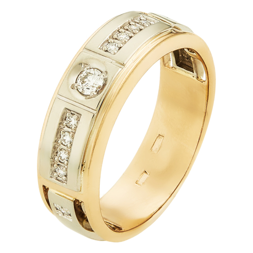 Кольцо из комбинированного золота 585 пробы c 11 бриллиантами Л31114818 фото 1