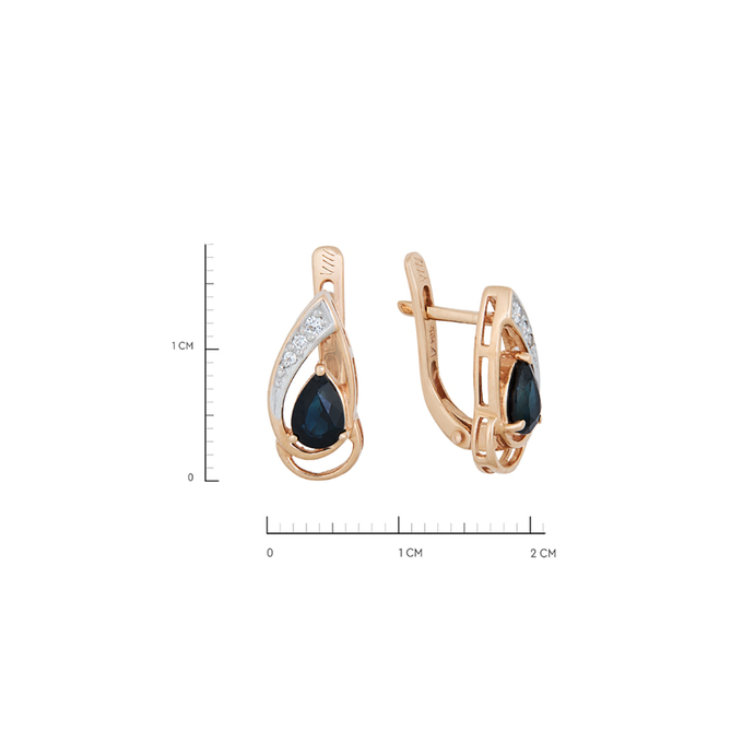 Серьги из золота 585 пробы c сапфирами и бриллиантами, Л 0514 8452 за 54320