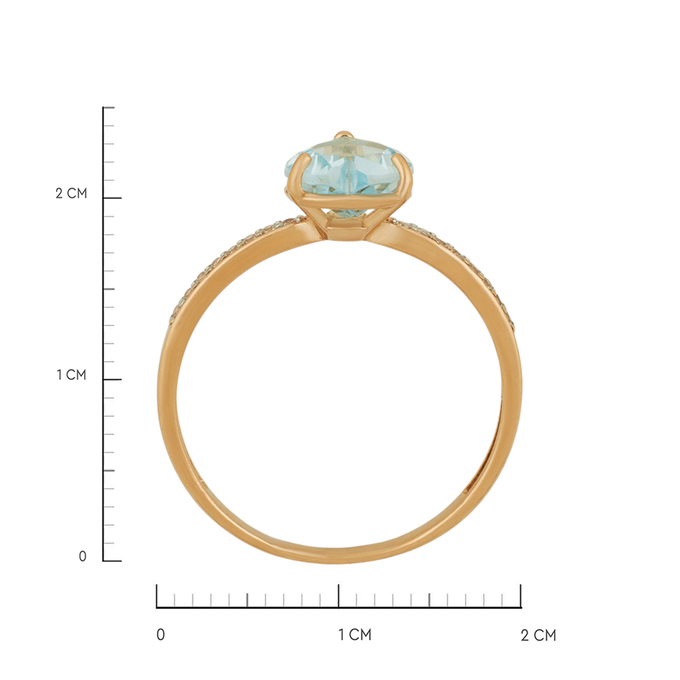 Кольцо из золота 585 пробы c топазом и фианитами, Л 5805 2310 за 18640