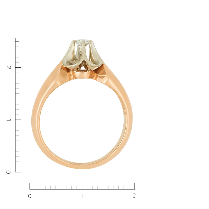 Кольцо из комбинированного золота 583 пробы c 1 бриллиантом, Л 6402 0154 за 44450