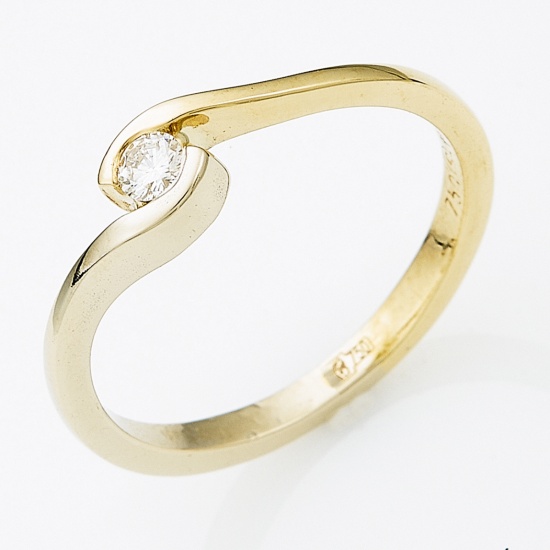 Кольцо из комбинированного золота 750 пробы c 1 бриллиантом, Л48059178 за 14450