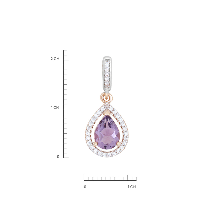 Подвеска из золота 585 пробы c аметистом и фианитами, Л 7302 5597 за 16240