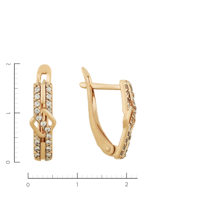 Серьги из красного золота 585 пробы c фианитами