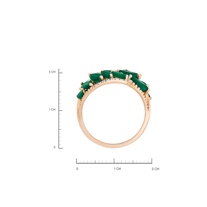 Кольцо из золота 585 пробы c изумрудами и бриллиантами, Л 4107 2522 за 85500