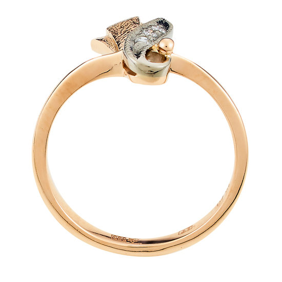 Кольцо из комбинированного золота 585 пробы c 3 бриллиантами, Л45069487 за 15450