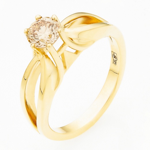 Кольцо из желтого золота 585 пробы c 1 бриллиантом Л32023696 фото 1