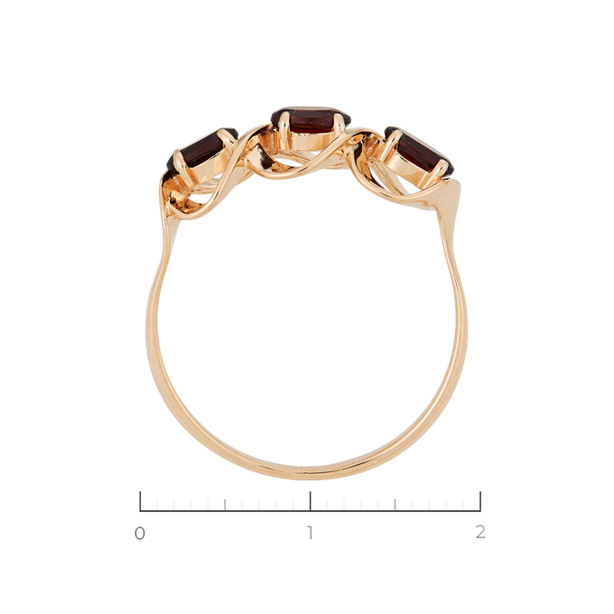 Кольцо из золота 585 пробы c 3 гранатами, Л 2211 9201 за 19200