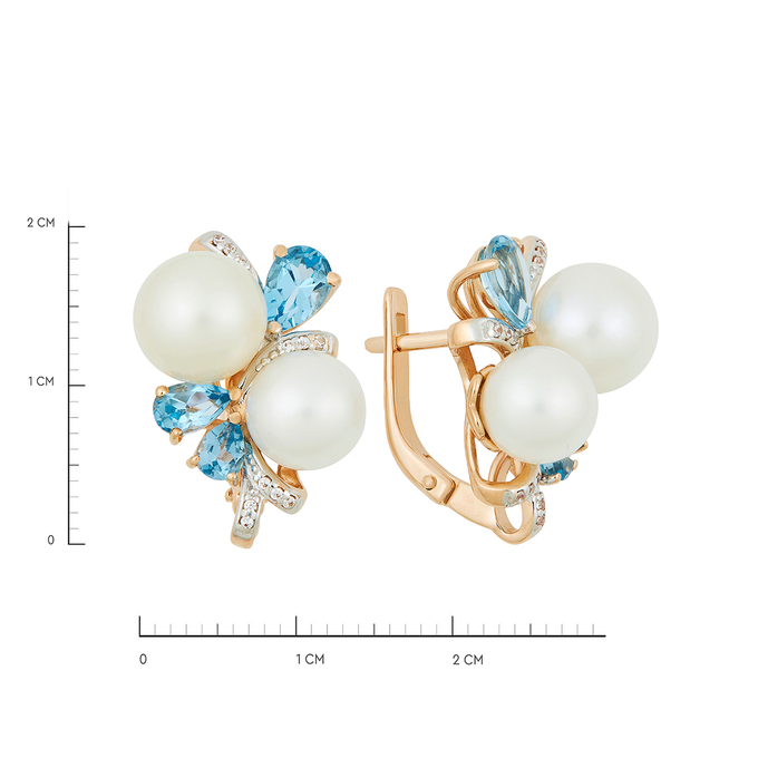 Серьги из золота 585 пробы c топазами, культивированным жемчугом и фианитами, Л 2809 1341 за 82240