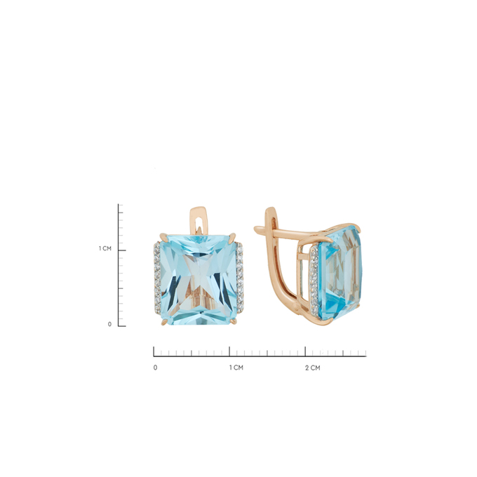 Серьги из золота 585 пробы c топазами и фианитами, Л 6602 1792 за 55200