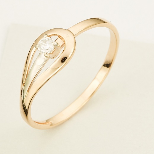 Кольцо из комбинированного золота 585 пробы c 1 бриллиантом Л75002660 фото 1