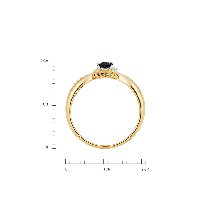 Кольцо из золота 585 пробы c бриллиантами и синтетическим сапфиром, Л 2811 9286 за 24400