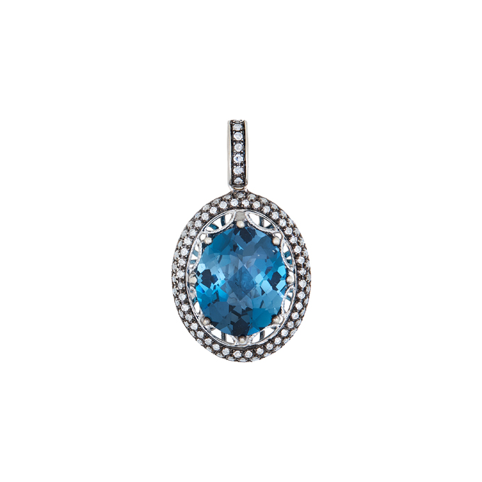 Подвеска из золота 585 пробы c топазом Лондон и бриллиантами