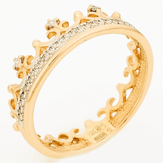 Кольцо из комбинированного золота 585 пробы c 28 бриллиантами
