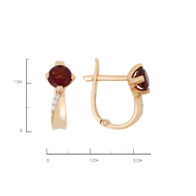 Серьги из золота 585 пробы c гранатами и фианитами, Л 3014 1971 за 21520