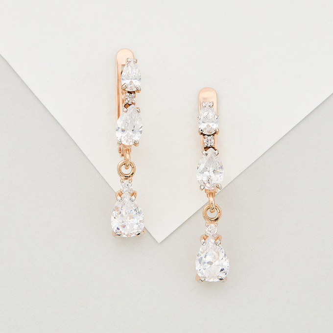 Серьги из золота 585 пробы c фианитами