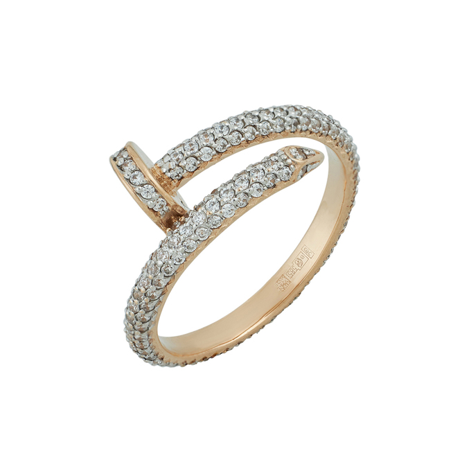 Кольцо из золота 585 пробы c фианитами