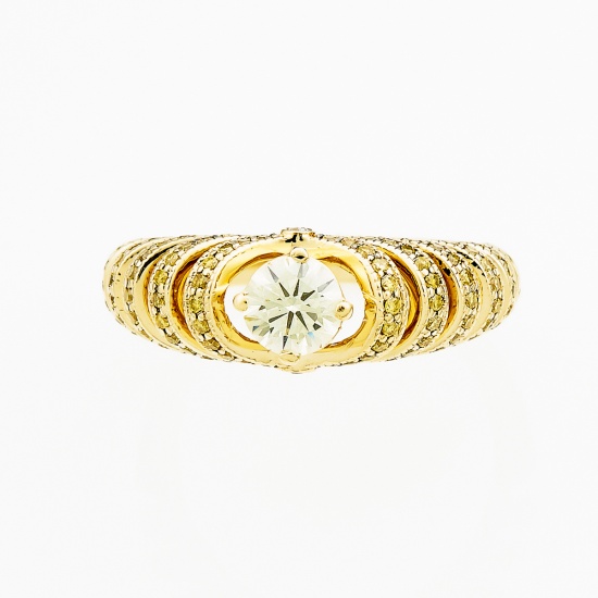 Кольцо из желтого золота 585 пробы c 107 бриллиантами