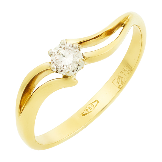 Кольцо из желтого золота 750 пробы c 1 бриллиантом, Л09104433 за 18600