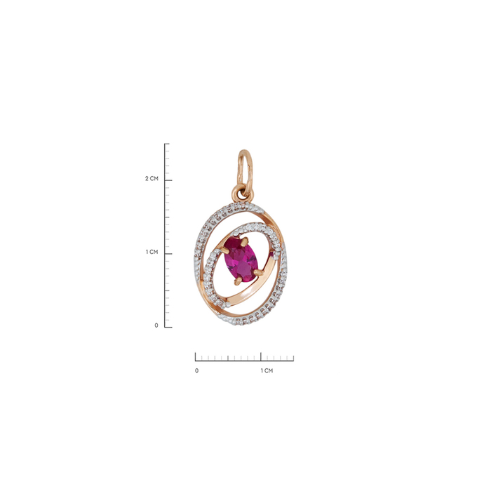 Подвеска из золота 585 пробы c синт. рубином и фианитами, Л 2010 7277 за 13840
