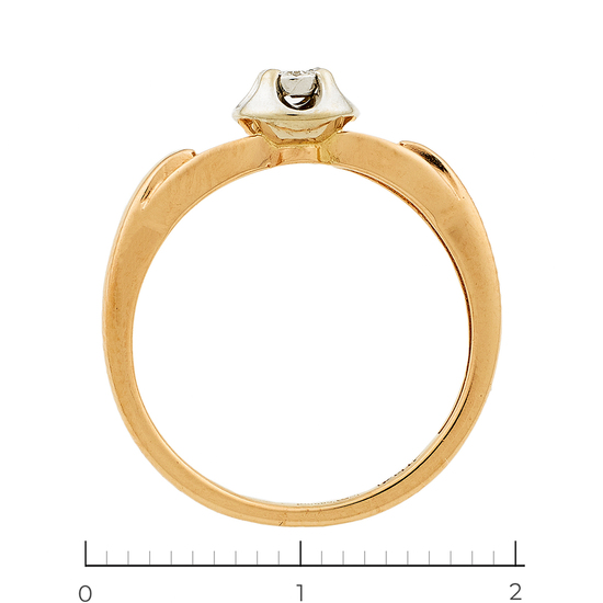 Кольцо из комбинированного золота 585 пробы c 1 бриллиантом, Л37057733 за 13500