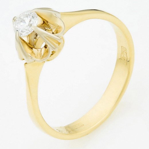 Кольцо из желтого золота 750 пробы c 1 бриллиантом Л28073534 фото 1