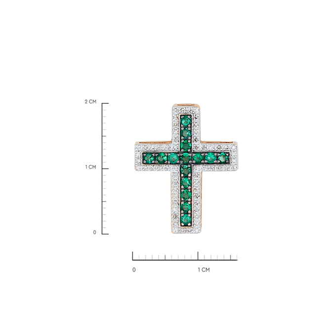 Подвеска из золота 585 пробы c изумрудами и бриллиантами, Л 7501 8538 за 28720