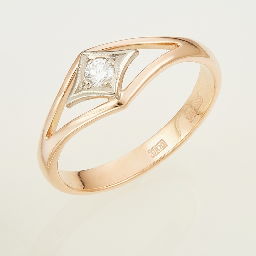 Кольцо из комбинированного золота 583 пробы c 1 бриллиантом Л16132305 фото 1
