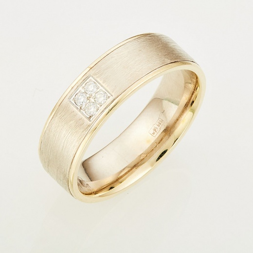 Кольцо из комбинированного золота 585 пробы c 4 бриллиантами Л45048330 фото 1