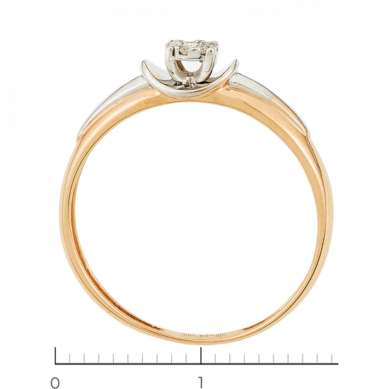 Кольцо из комбинированного золота 585 пробы c 8 бриллиантами, Л22115640 за 6250