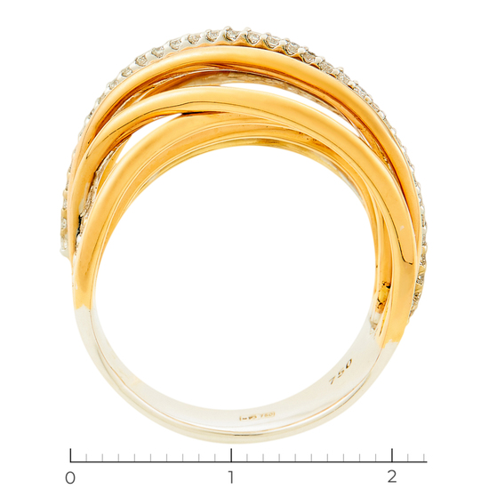 Кольцо из комбинированного золота 750 пробы c 63 бриллиантами, Л28087458 за 80000