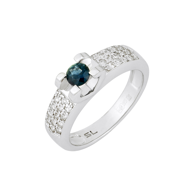 Кольцо из золота 585 пробы c сапфиром и бриллиантами, Л 7502 7741 за 51360